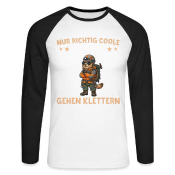 Nur coole Jungs gehen Klettern Murmeltier - Unisex Baseballshirt langarm - Weiß/Schwarz - Vorne - Nik (191cm)