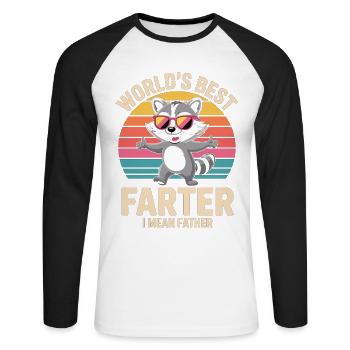 T-shirt Raton laveur de la fête des pères – Le meilleur pet du monde - T-shirt baseball manches longues Homme - blanc/noir - Devant - Nik (191cm)