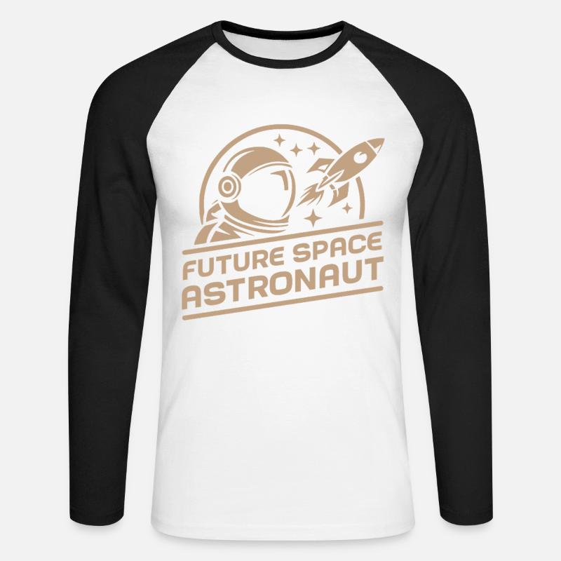 Future astronaute spatial : aventure rétro spatiale - T-shirt baseball manches longues Homme - blanc/noir