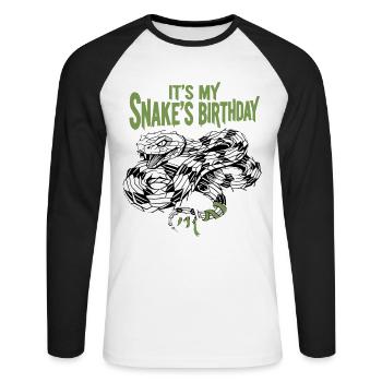 Reptiles d’anniversaire serpent - T-shirt baseball manches longues Homme - blanc/noir - Devant - Nik (191cm)