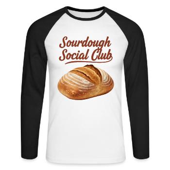 Sourdough Social Club Bread Baking Baker Local - Unisex Long Sleeve Baseball T-Shirt - white/black - Front - Nik (191cm)