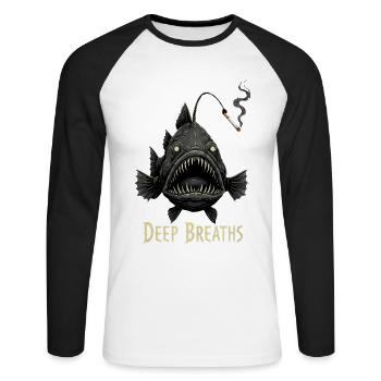 Poisson-grenouille Cigarette Breath - T-shirt baseball manches longues Homme - blanc/noir - Devant - Nik (191cm)