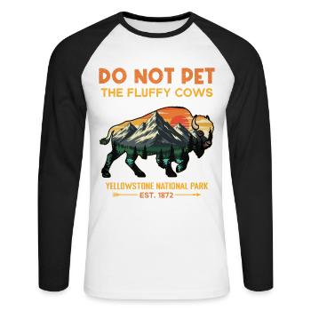 Buffle duveteux du parc national de Yellowstone - T-shirt baseball manches longues Homme - blanc/noir - Devant - Nik (191cm)