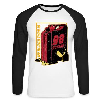 Car Racing Motorsport My Blood Type Is 98 Octane - Unisex Long Sleeve Baseball T-Shirt - white/black - Front - Nik (191cm)