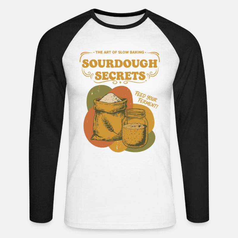 Sourdough Secrets Bread Baking Starter Baker - Unisex Long Sleeve Baseball T-Shirt - white/black