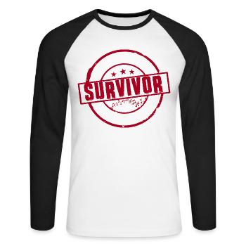 Survivant du camp de fanfare de la fanfare - T-shirt baseball manches longues Homme - blanc/noir - Devant - Nik (191cm)