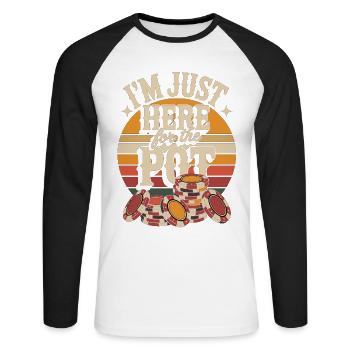 Chemise de joueur de poker – Jetons de poker de casino - T-shirt baseball manches longues Homme - blanc/noir - Devant - Nik (191cm)