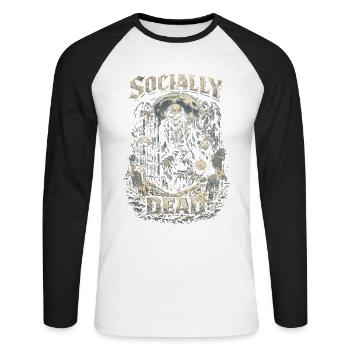 L’humour gothique du cimetière socialement mort - T-shirt baseball manches longues Homme - blanc/noir - Devant - Nik (191cm)