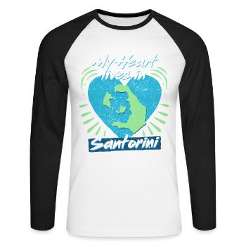 My Heart Lives In Santorini - Unisex Baseballshirt langarm - Weiß/Schwarz - Vorne - Nik (191cm)
