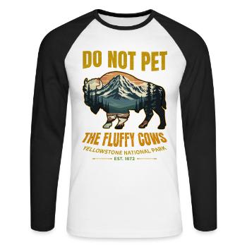 Vache duveteuse Buffalo Parc national de Yellowstone - T-shirt baseball manches longues Homme - blanc/noir - Devant - Nik (191cm)