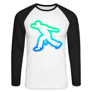 Capoeira Arts Martiaux Garçons Capoeristes - T-shirt baseball manches longues Homme - blanc/noir - Devant - Nik (191cm)