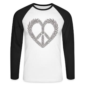 T-shirt en forme de cœur au cannabis – Amour de feuilles de chanvre - T-shirt baseball manches longues Homme - blanc/noir - Devant - Nik (191cm)