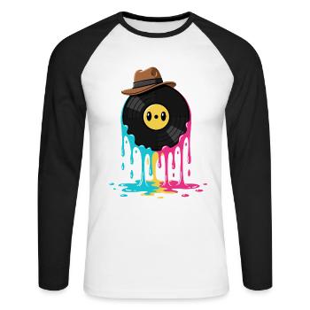 Vinyl Record Vinyl Retro - Unisex Long Sleeve Baseball T-Shirt - white/black - Front - Nik (191cm)