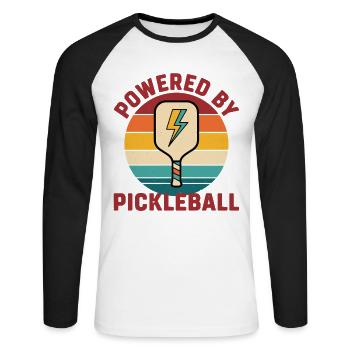 Joueur drôle de Pickleball Powered By Pickleball - T-shirt baseball manches longues Homme - blanc/noir - Devant - Nik (191cm)