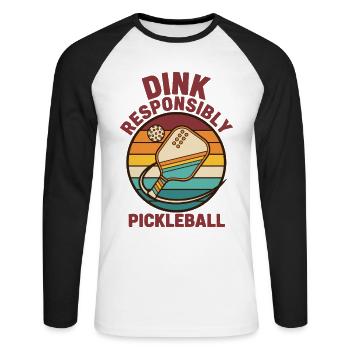 Pickleball Dink Responsibly funny player pickle - Unisex Long Sleeve Baseball T-Shirt - white/black - Front - Nik (191cm)