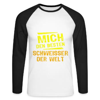 Schweisser Geschenk - Unisex Baseballshirt langarm - Weiß/Schwarz - Vorne - Nik (191cm)