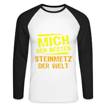 Steinmetz Geschenk - Unisex Baseballshirt langarm - Weiß/Schwarz - Vorne - Nik (191cm)