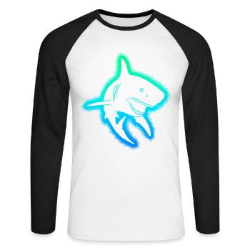 Requins Requins Hommes Garçons Enfants Requin - T-shirt baseball manches longues Homme - blanc/noir - Devant - Nik (191cm)