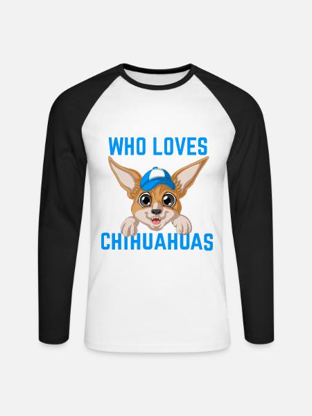 Boy Who Loves Chihuahuas Shirt - Unisex Long Sleeve Baseball T-Shirt - white/black