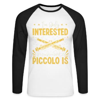  Piccoloist Marching Band Instrument Musician - Unisex Long Sleeve Baseball T-Shirt - white/black - Front - Nik (191cm)