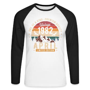 Vintage Anniversary April 1982 April 1982 - Unisex Long Sleeve Baseball T-Shirt - white/black - Front - Nik (191cm)