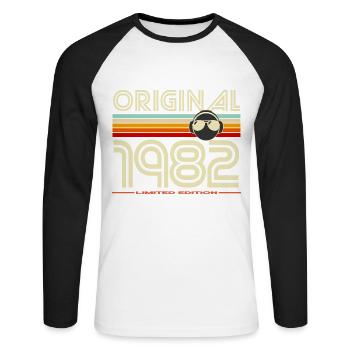 Original 1982 Retro Edition - T-shirt baseball manches longues Homme - blanc/noir - Devant - Nik (191cm)