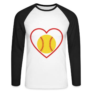 Softball Herz Sport - Unisex Baseballshirt langarm - Weiß/Schwarz - Vorne - Nik (191cm)