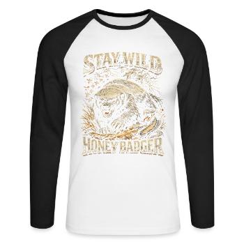 Honey Badger Honey Badger Animal - Unisex Long Sleeve Baseball T-Shirt - white/black - Front - Nik (191cm)