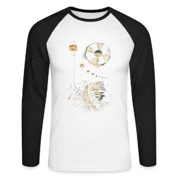 Disques vinyles de collection Vinyl Vinyl Collections - T-shirt baseball manches longues Homme - blanc/noir - Devant - Nik (191cm)