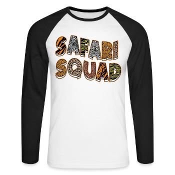 Safari Squad Animals Zoo Party Jungle Zoo Birthday - Unisex Long Sleeve Baseball T-Shirt - white/black - Front - Nik (191cm)