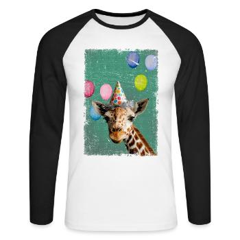 Animals Zoo Party Jungle Zoo Birthday Giraffe - Unisex Long Sleeve Baseball T-Shirt - white/black - Front - Nik (191cm)
