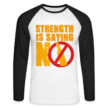 La force abstinente antialcoolique signifie non - T-shirt baseball manches longues Homme - blanc/noir - Devant - Nik (191cm)