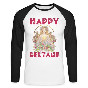 Joyeuses bénédictions de Beltane Festival de la fête du 1er mai Pagan - T-shirt baseball manches longues Homme - blanc/noir - Devant - Nik (191cm)