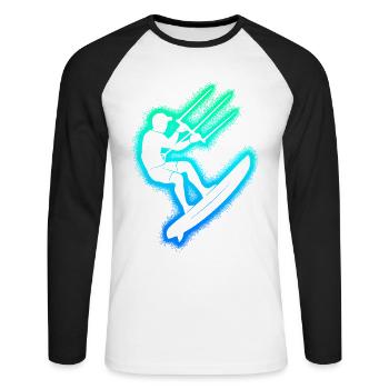 Kite Surfing Kitesurf Kinder Herren Kitesurfen - Unisex Baseballshirt langarm - Weiß/Schwarz - Vorne - Nik (191cm)
