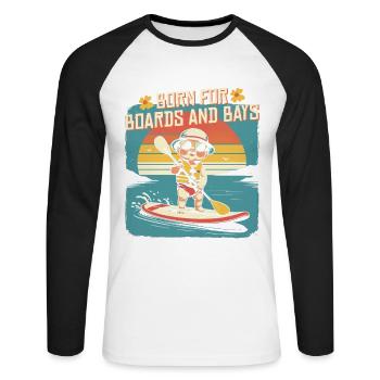 Stand up Paddle - Unisex Long Sleeve Baseball T-Shirt - white/black - Front - Nik (191cm)