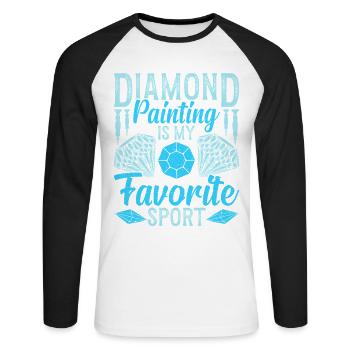 Diamantmalerei, mein Lieblingssport. Basteln - Unisex Baseballshirt langarm - Weiß/Schwarz - Vorne - Nik (191cm)