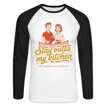 Pickleball Stay Outta My Kitchen Funny Player - Unisex Long Sleeve Baseball T-Shirt - white/black - Front - Nik (191cm)