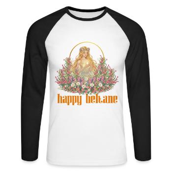 Joyeuses bénédictions de Beltane Célébrations du 1er mai Pagans - T-shirt baseball manches longues Homme - blanc/noir - Devant - Nik (191cm)