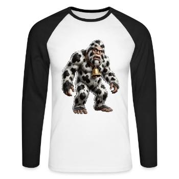 Lustiges gemischtes Bigfoot-Kuh-Muster - Unisex Baseballshirt langarm - Weiß/Schwarz - Vorne - Nik (191cm)