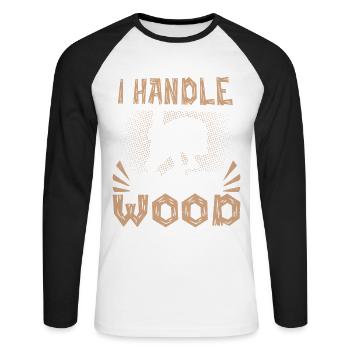 Scottish Highland Games Ich betreue massives Holz - Unisex Baseballshirt langarm - Weiß/Schwarz - Vorne - Nik (191cm)