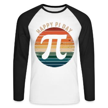 Happy Pi Day Shirt Retro Mathematik Geschenk - Unisex Baseballshirt langarm - Weiß/Schwarz - Vorne - Nik (191cm)