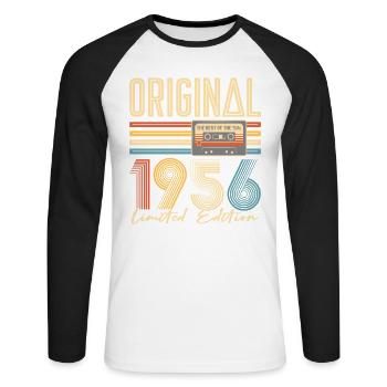 70th birthday, 70 years, original 1956 - Unisex Long Sleeve Baseball T-Shirt - white/black - Front - Nik (191cm)