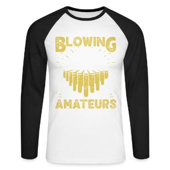 Le soufflage du joueur de marimba est pour les percussions amateurs - T-shirt baseball manches longues Homme - blanc/noir - Devant - Nik (191cm)