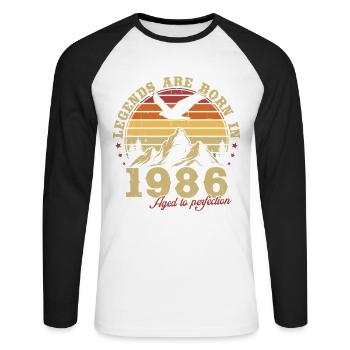 Legends sera un cadeau d’anniversaire vintage de 1986 - T-shirt baseball manches longues Homme - blanc/noir - Devant - Nik (191cm)