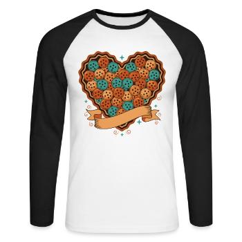Pickleball-lustiger Spieler liebt Pickle-Ballplatz - Unisex Baseballshirt langarm - Weiß/Schwarz - Vorne - Nik (191cm)