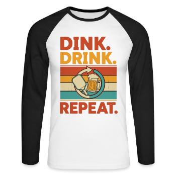 Pickleball Dink Drink Repeat Funny Player - Unisex Baseballshirt langarm - Weiß/Schwarz - Vorne - Nik (191cm)