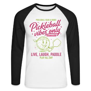 Pickleball Vibes Only Funny Player Love Pickleball - Unisex Long Sleeve Baseball T-Shirt - white/black - Front - Nik (191cm)