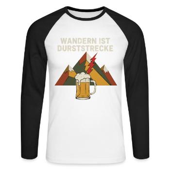 Wandern ist Durststrecke Bier Berge - Unisex Baseballshirt langarm - Weiß/Schwarz - Vorne - Nik (191cm)