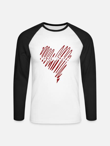 Ich liebe Mosambik, Herz Mosambik - Unisex Baseballshirt langarm - Weiß/Schwarz