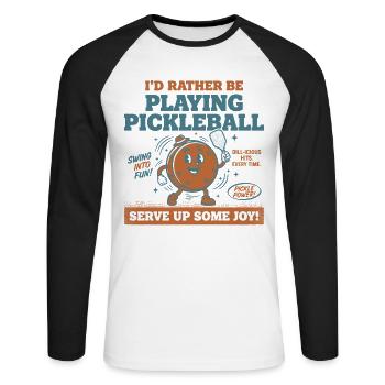 Pickleball Funny Player Playing Pickle Ball Love - Unisex Long Sleeve Baseball T-Shirt - white/black - Front - Nik (191cm)